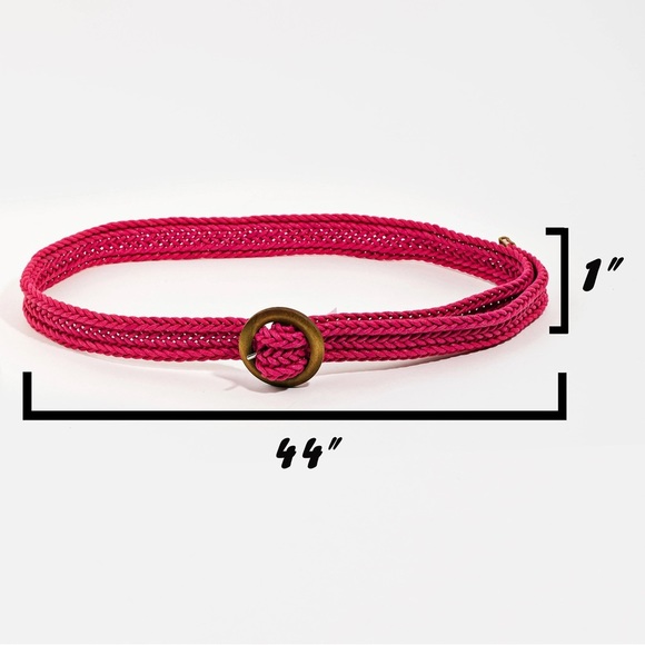 Wooden Circle Buckle Braided Belt 44” | Ivory, Black or Khaki - Picture 5 of 5